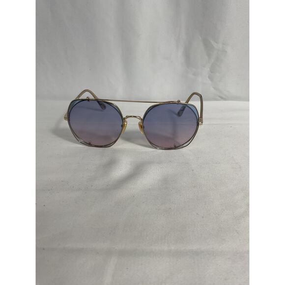 Chlo� 'Demi' Blue Round Sunglasses Gradient With Square Clip On Size OS - Picture 2 of 4
